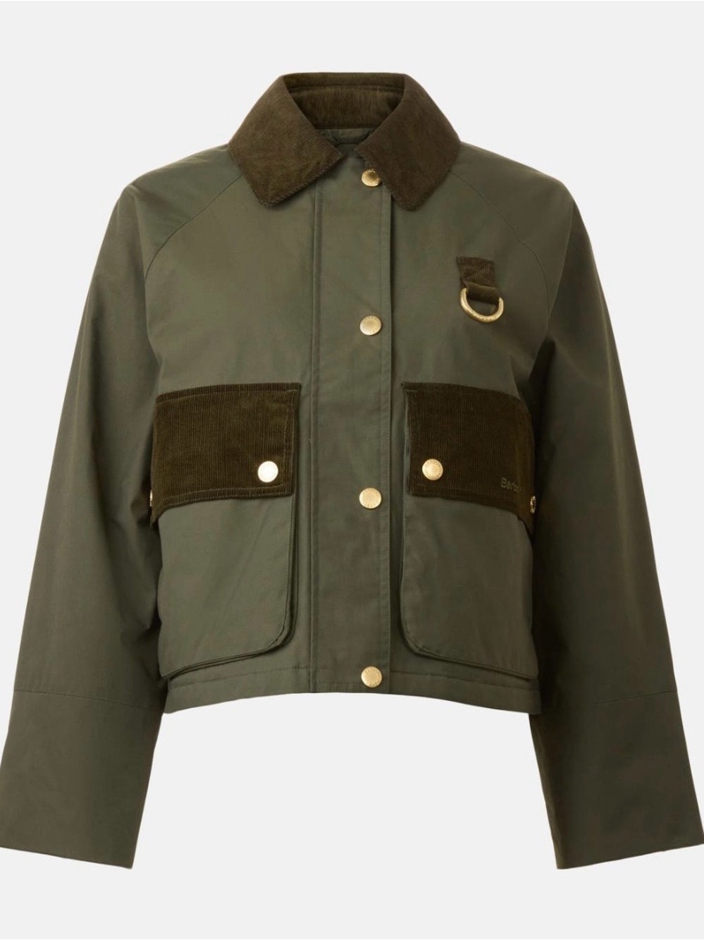 Barbour Olive Green Kids Casual Jacket with Dark Brown Trim